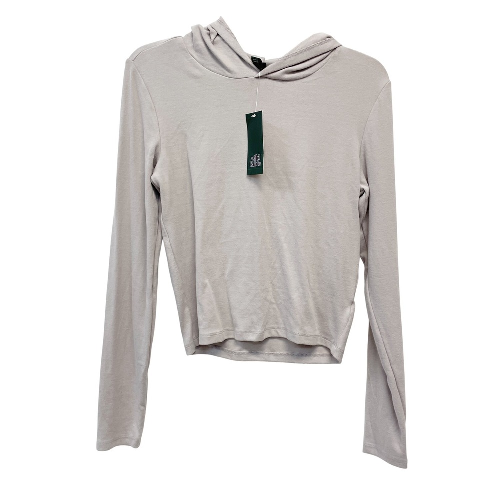 Wild Fable Women's Taupe Long Sleeve Slim Fit Hooded Pullover Top Size Medium